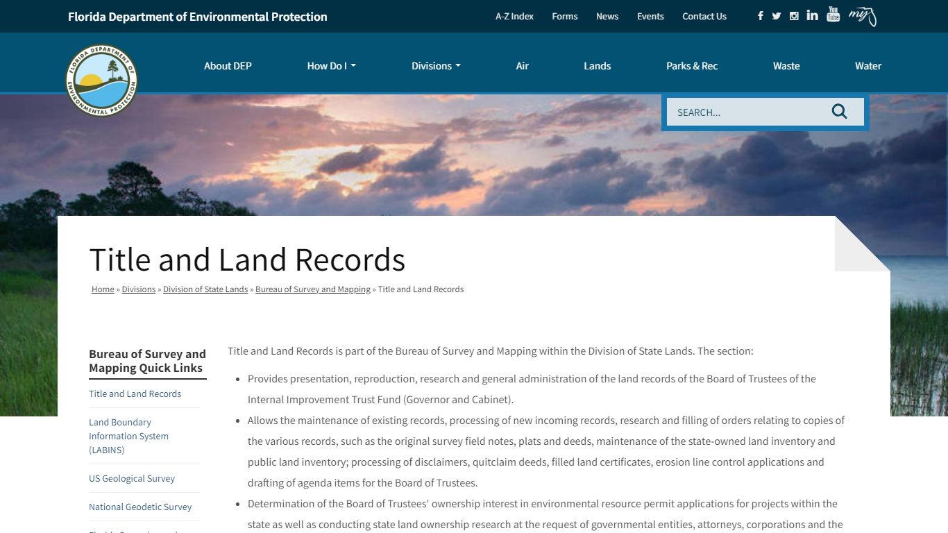 Title and Land Records - Florida Department of Environmental Protection